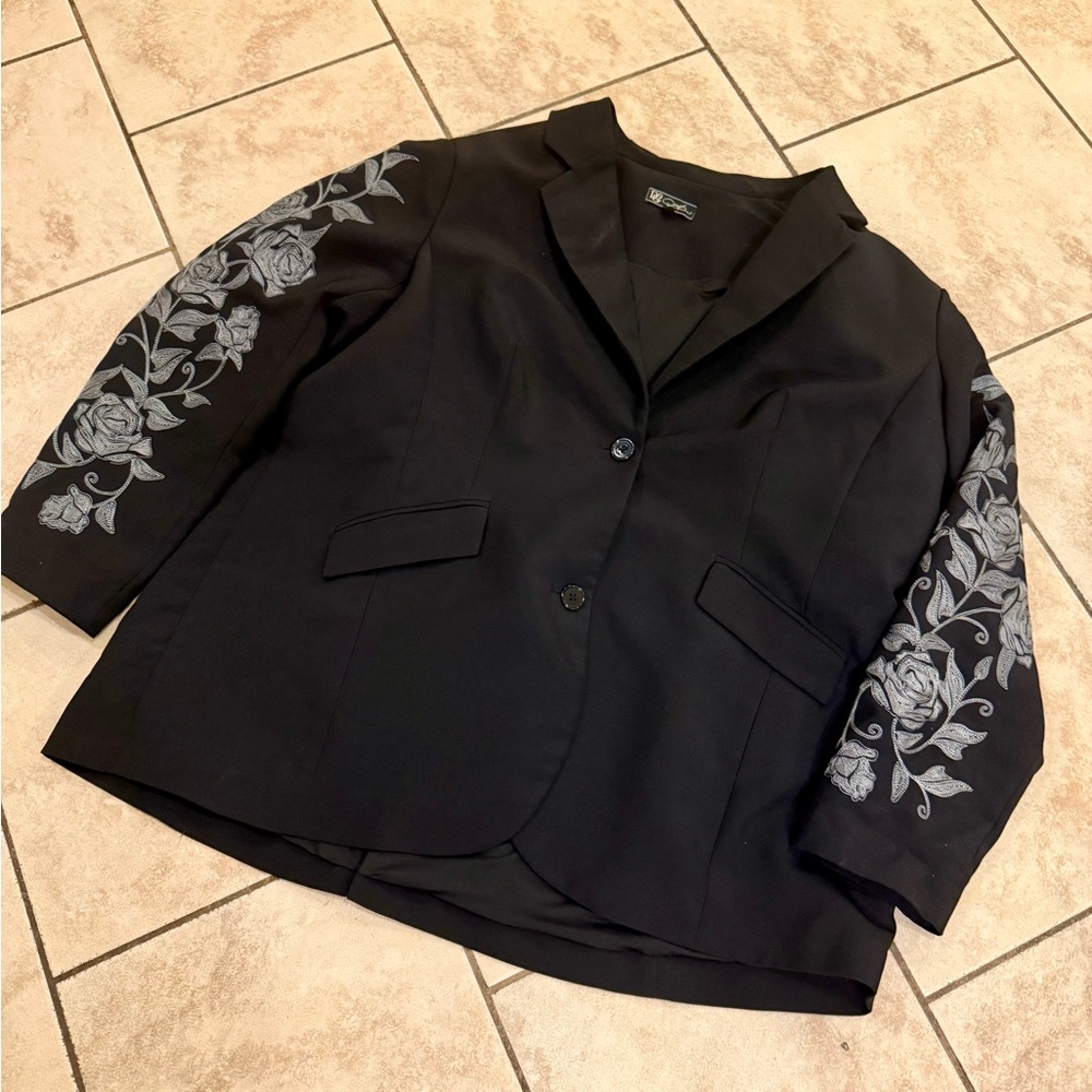 DG2 by Diane Gilman Black Blazer Tailored Suit Jacket